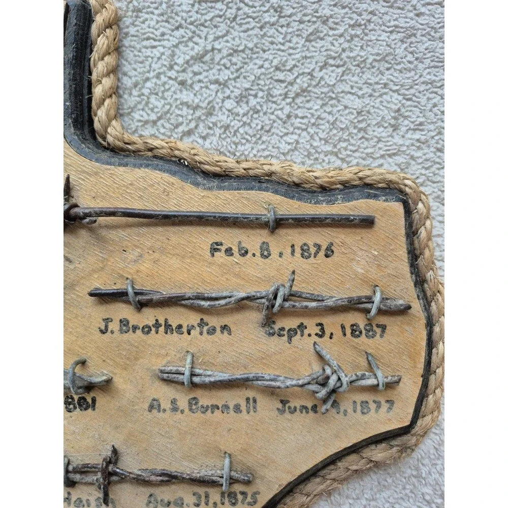 Vintage Texas Shaped Barbed Wire Patent Sample Folk Art Western Ranch Decor